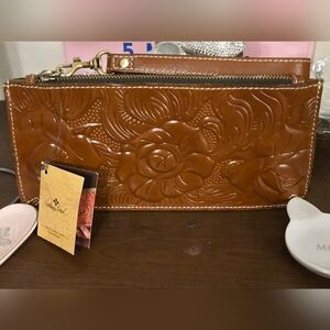Patricia Nash Brown Embossed Leather Clutch